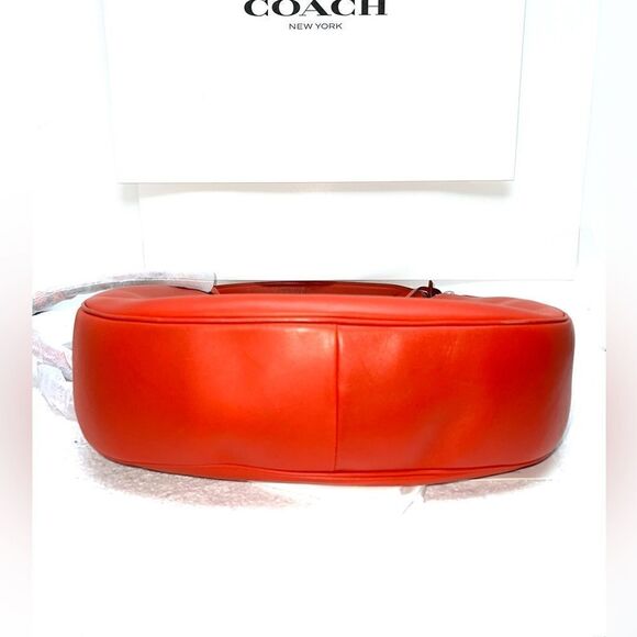 🔥🌷NEW! Coach NOMAD Hobo Handbag Burnished Leather Carmine Orange Msrp:$495.00 - Picture 5 of 11